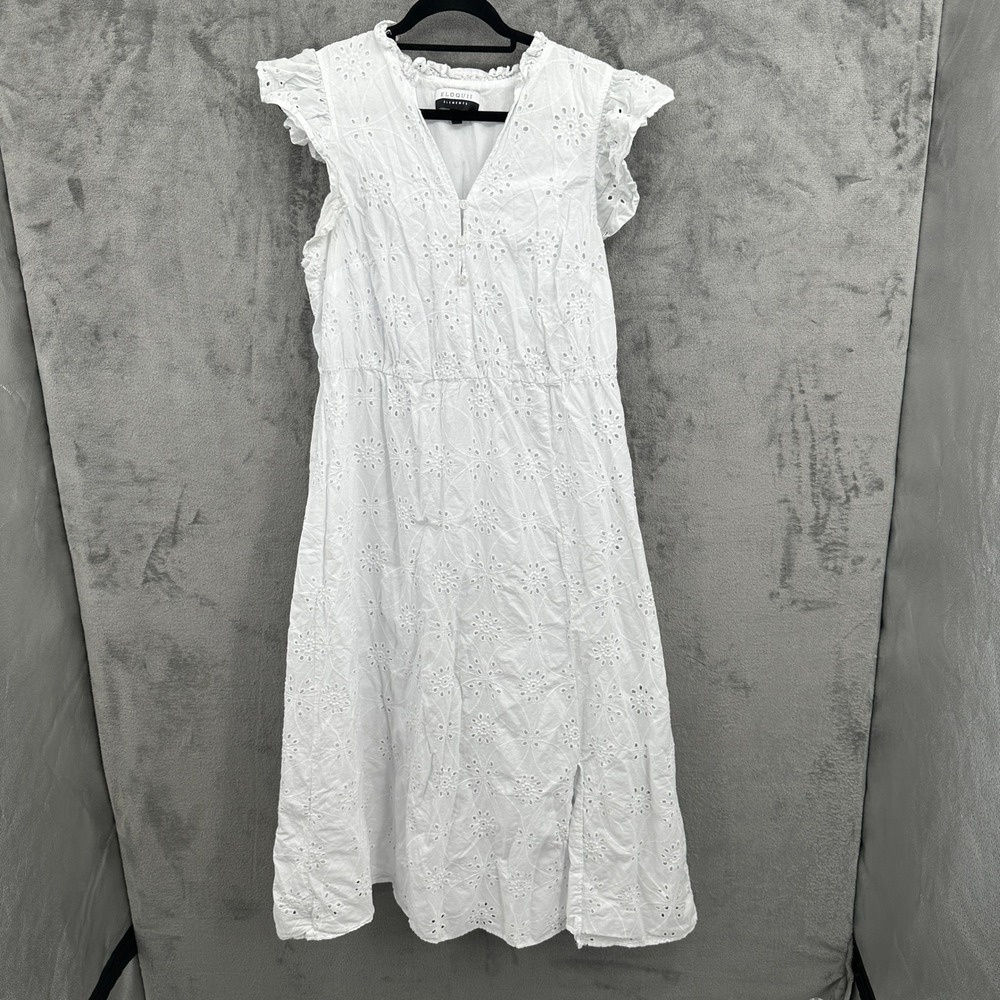 Eloquii Elements Eyelet Midi Dress Women 16 White Flutter Sleeve Cottagecore